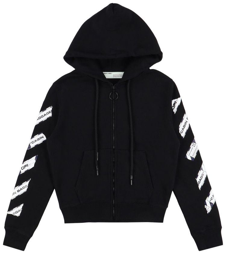 Buy OffWhite Baggage Tape Arrows Zip Hoodie 'Black