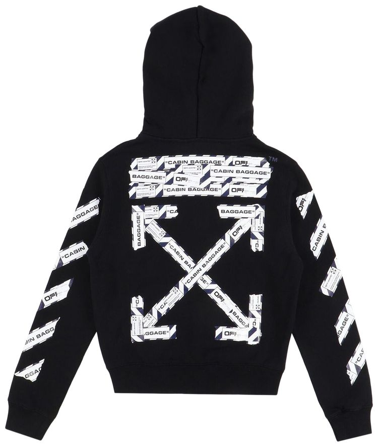 Off White Baggage Tape Arrows Zip Hoodie Black