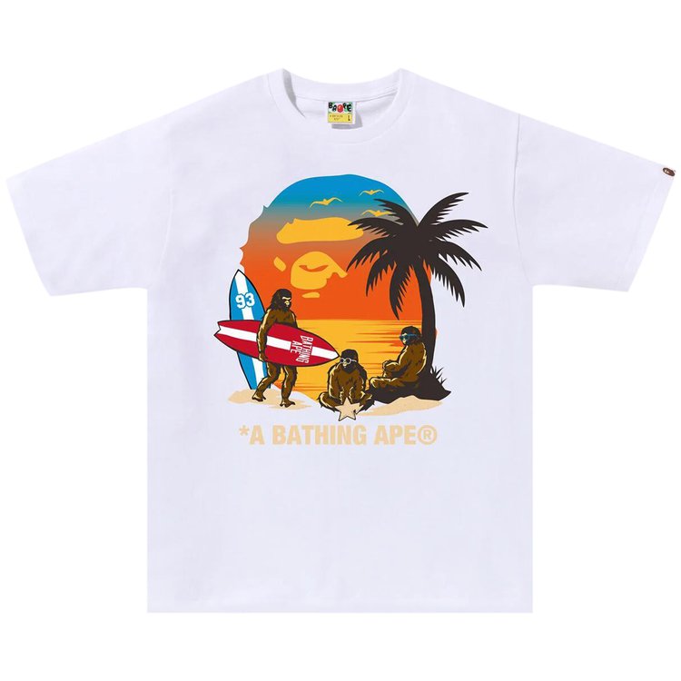 BAPE Sunset Beach Ape Head Tee White