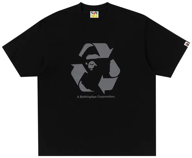 BAPE Recycle Motif Relaxed Fit Tee Black