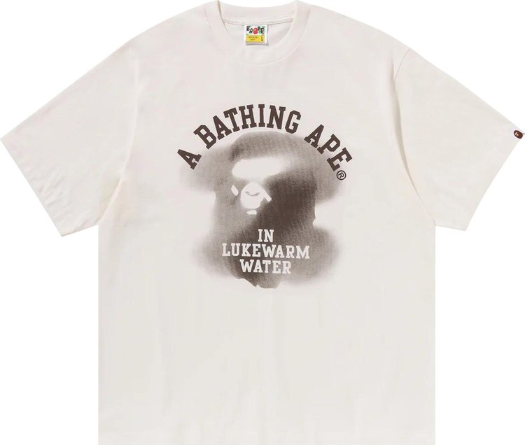 BAPE Water Print College Logo Relaxed Fit Tee Ivory