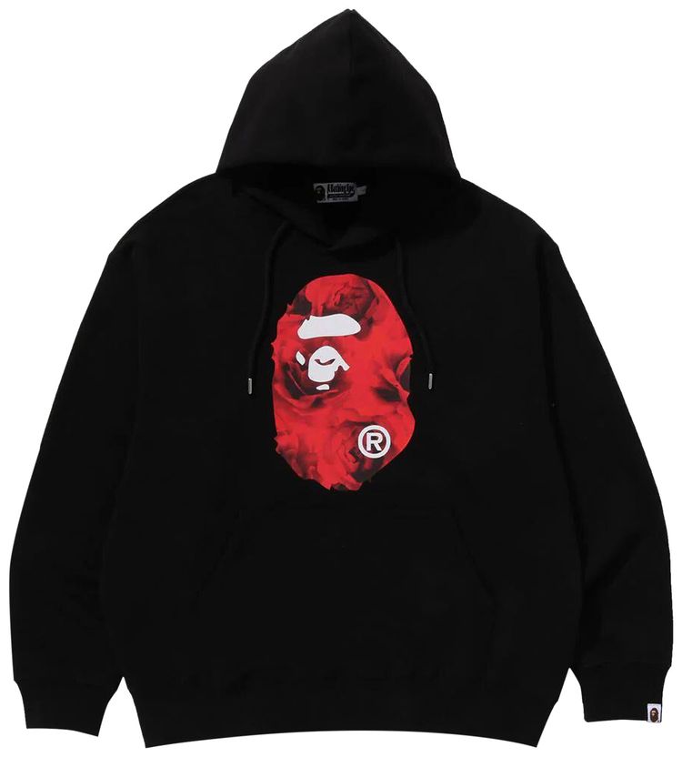 BAPE Floral Solid Camo Ape Head Relaxed Fit Pullover Hoodie Black