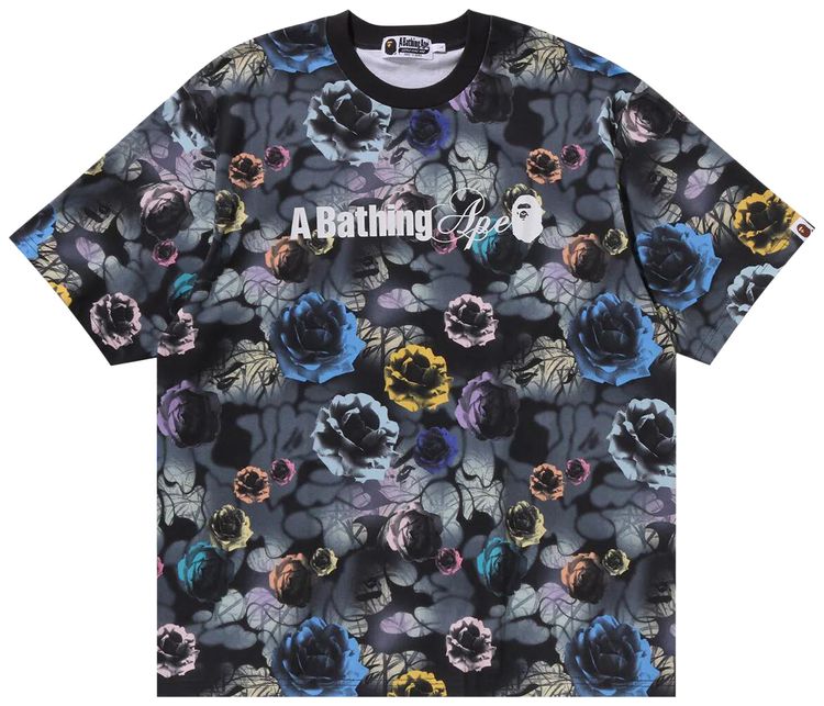 BAPE Floral Camo Logo Relaxed Fit Tee Black