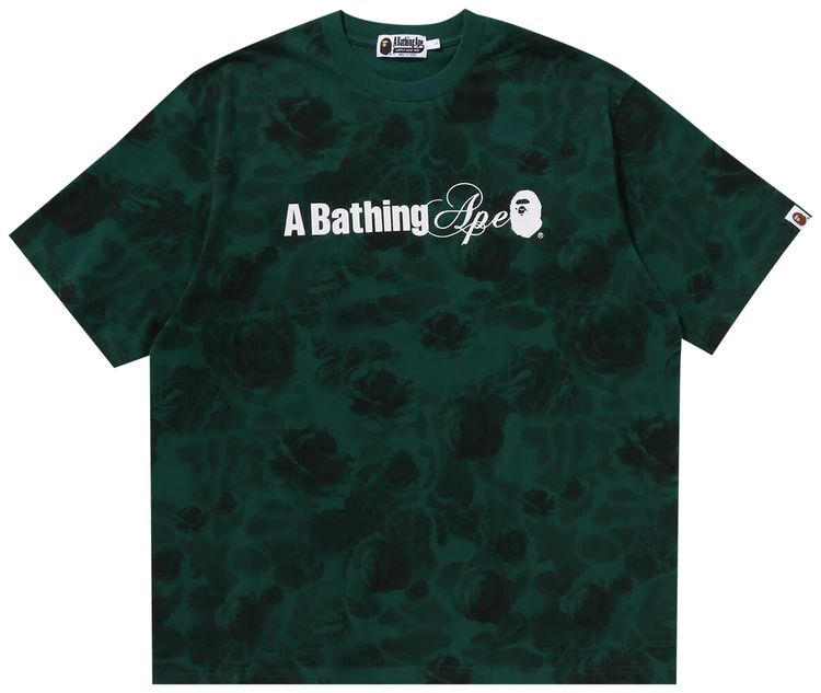 BAPE Floral Solid Camo Logo Relaxed Fit Tee Green