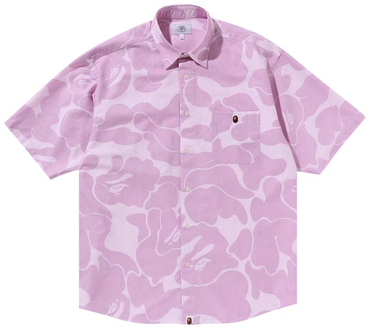 BAPE Stripe Camo Relaxed Fit Short Sleeve Shirt Pink