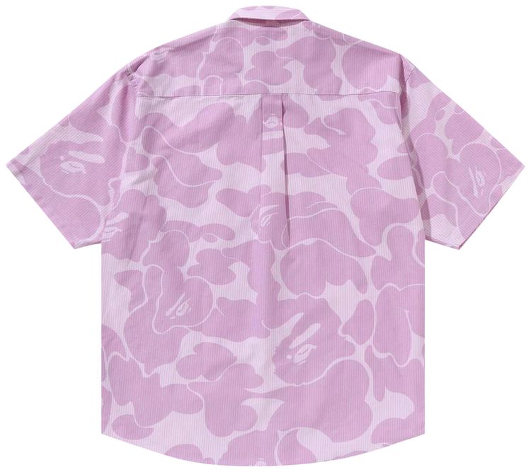 BAPE Stripe Camo Relaxed Fit Short Sleeve Shirt Pink