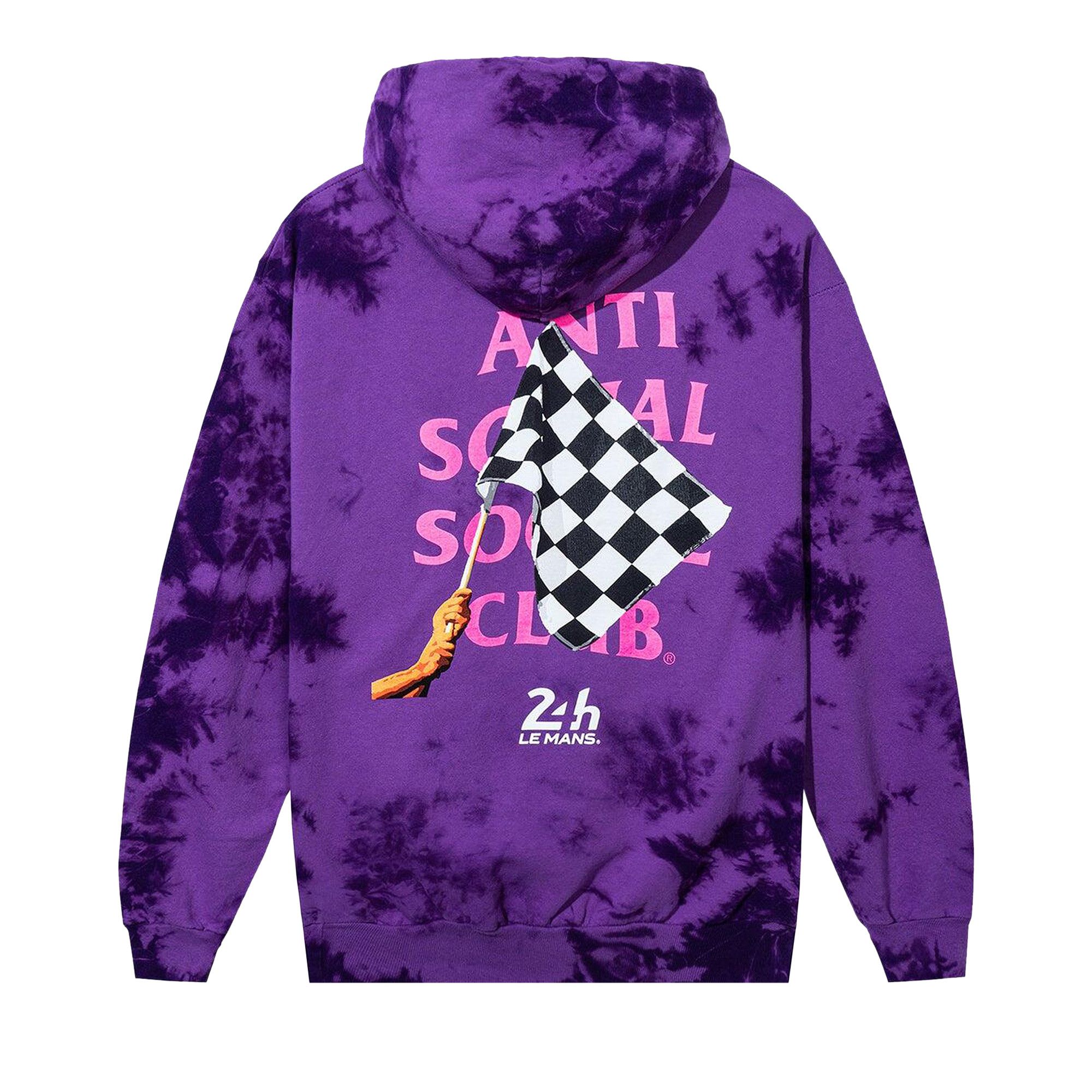 Size l Anti Social Social Club Chequered Flag Tie Dye Hoodie Purple