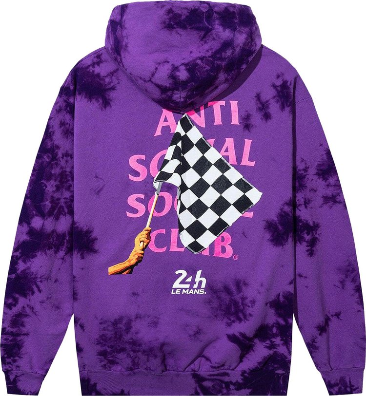 Anti Social Social Club Chequered Flag Tie Dye Hoodie Purple