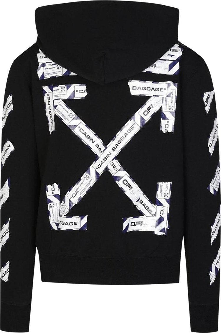 Off White Airport Tape Slim Hoodie BlackWhite