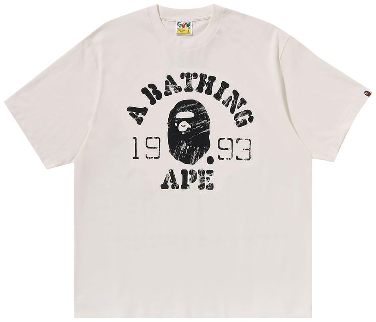 BAPE Screen Print College Relaxed Fit Tee Ivory