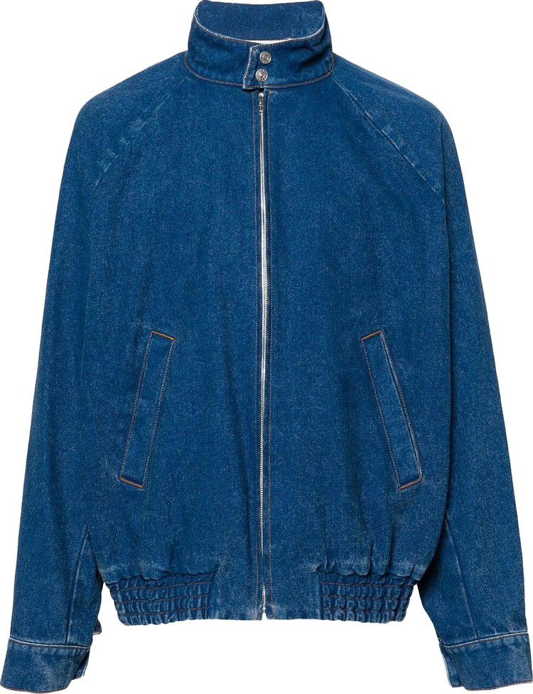 Marni Bleached Coated Denim Bomber Jacket Ocean