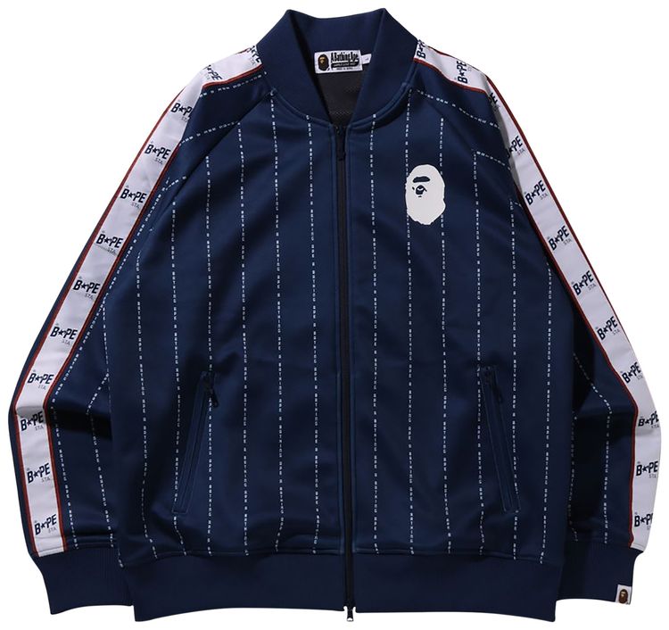 BAPE Text Stripe Jersey Top Navy