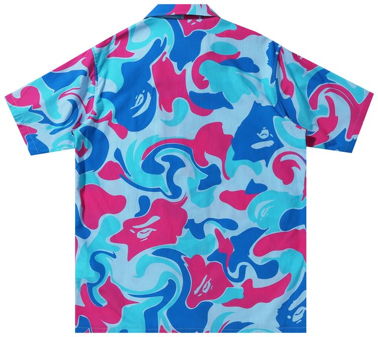 BAPE Marble Camo Open Collar Short Sleeve Shirt Blue