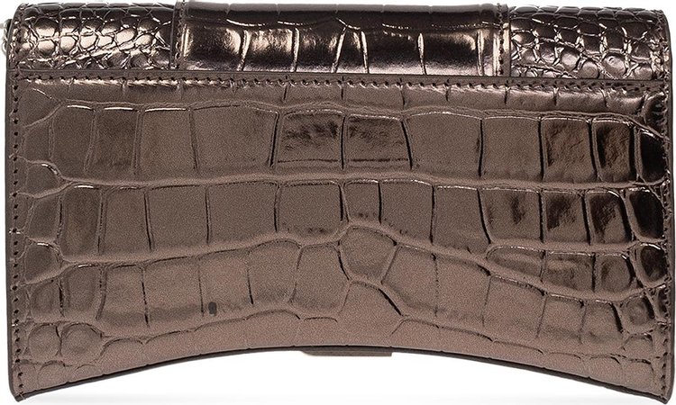 Balenciaga Crocodile Embossed Hourglass Wallet On Chain Bronze