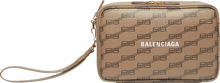 Balenciaga Signature BB Monogram Pouch Beige