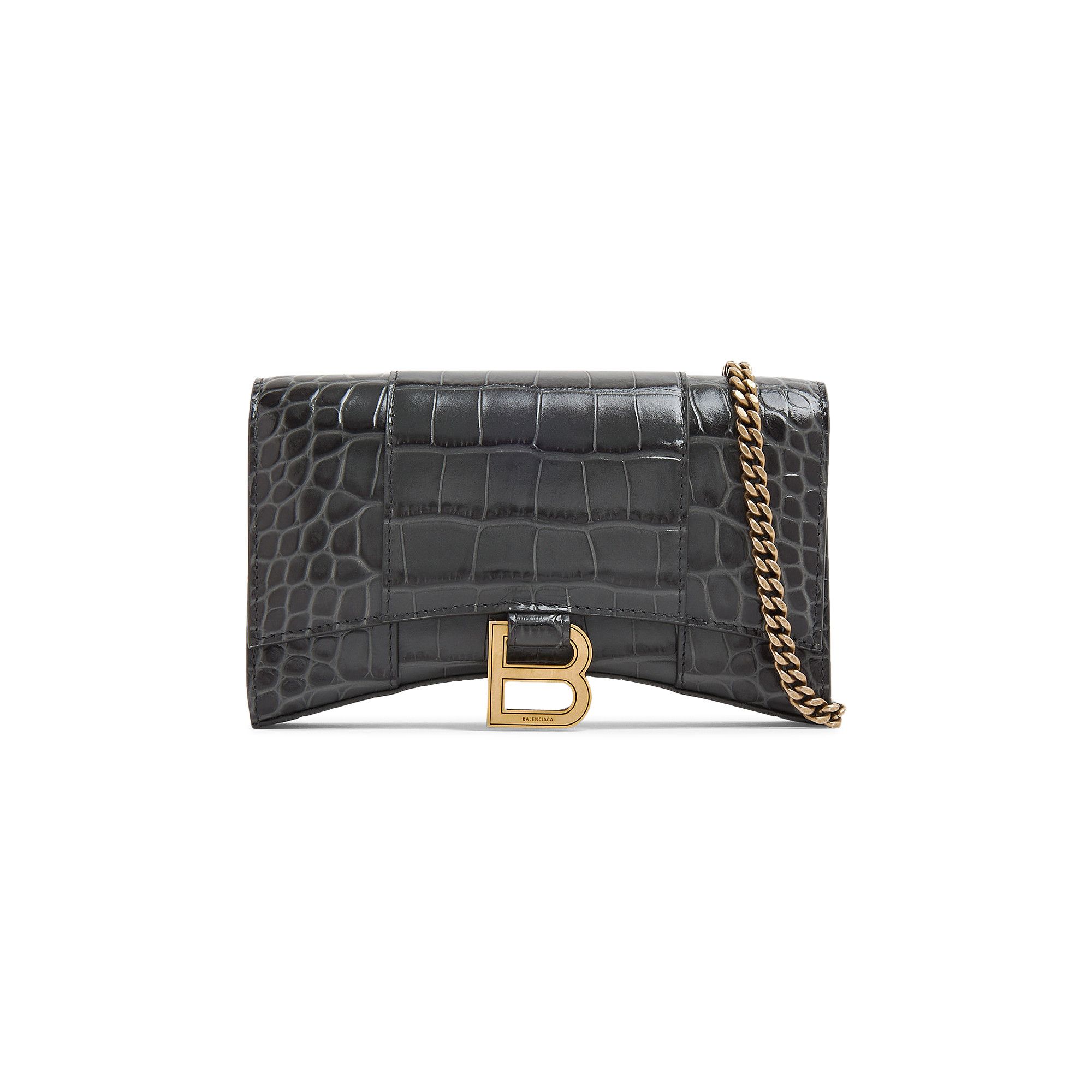 Buy Balenciaga Crocodile Embossed Hourglass Wallet On Chain