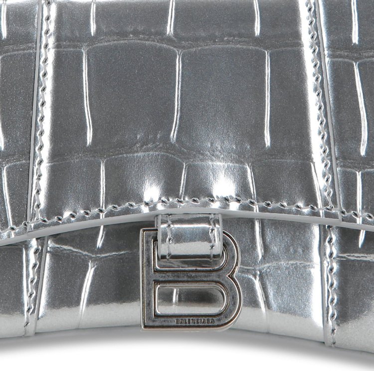 Balenciaga Hourglass Mini Bag With Chain Silver