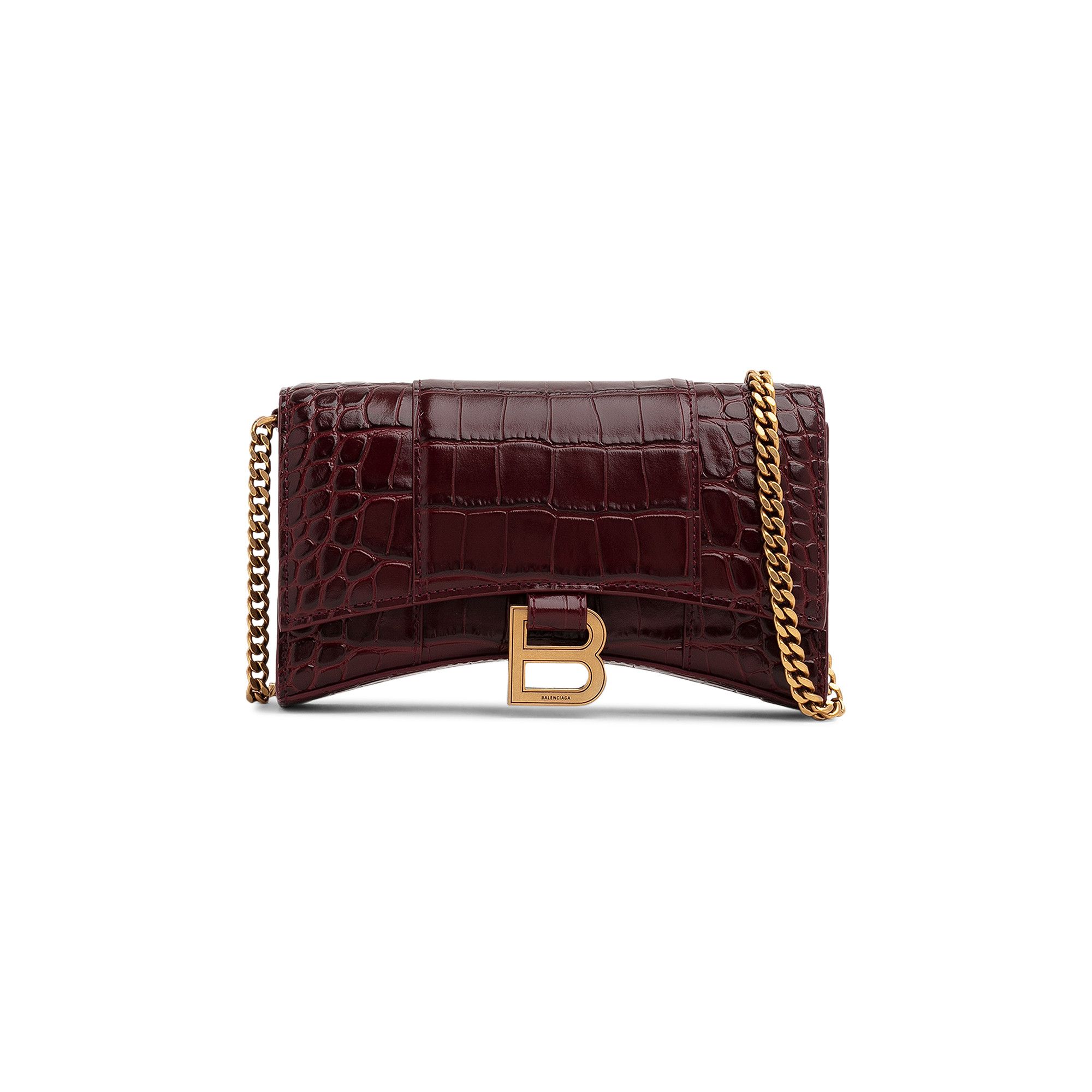 BALENCIAGA|CROSSBAGS (656050 1LRGM 1000) Buy Balenciaga Crocodile Embossed Hourglass Wallet On Chain