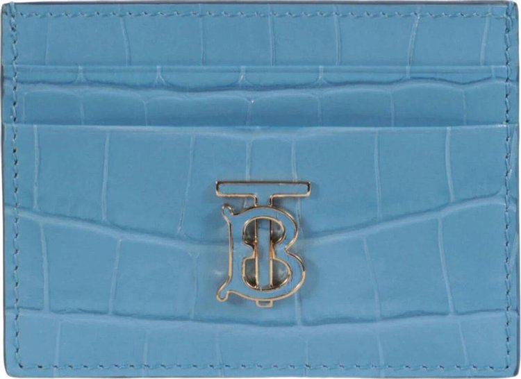 Burberry Crocodile Embossed TB Card Holder Blue