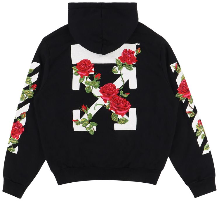 Off White Roses Hoodie BlackMulticolor