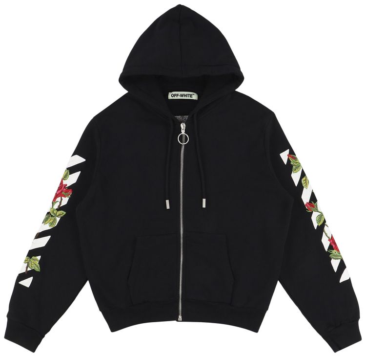 Off White Roses Hoodie BlackMulticolor