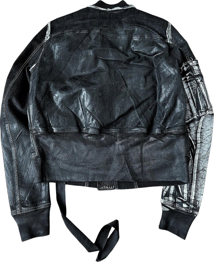 Rick Owens DRKSHDW Patchwork Sample Wax Painted Bomber Jacket Black