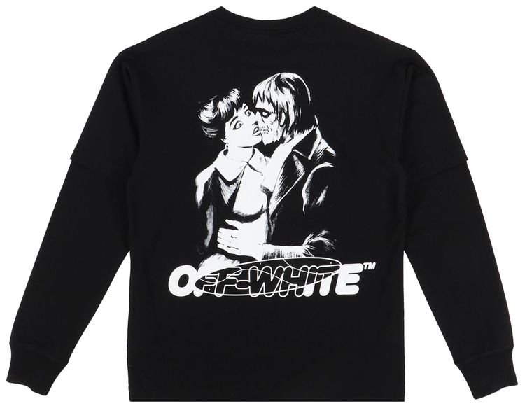 Off White Kiss 21 Double Layer Long Sleeve T Shirt Black