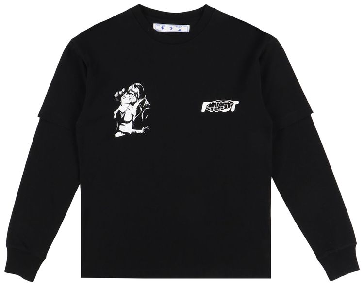 Off White Kiss 21 Double Layer Long Sleeve T Shirt Black