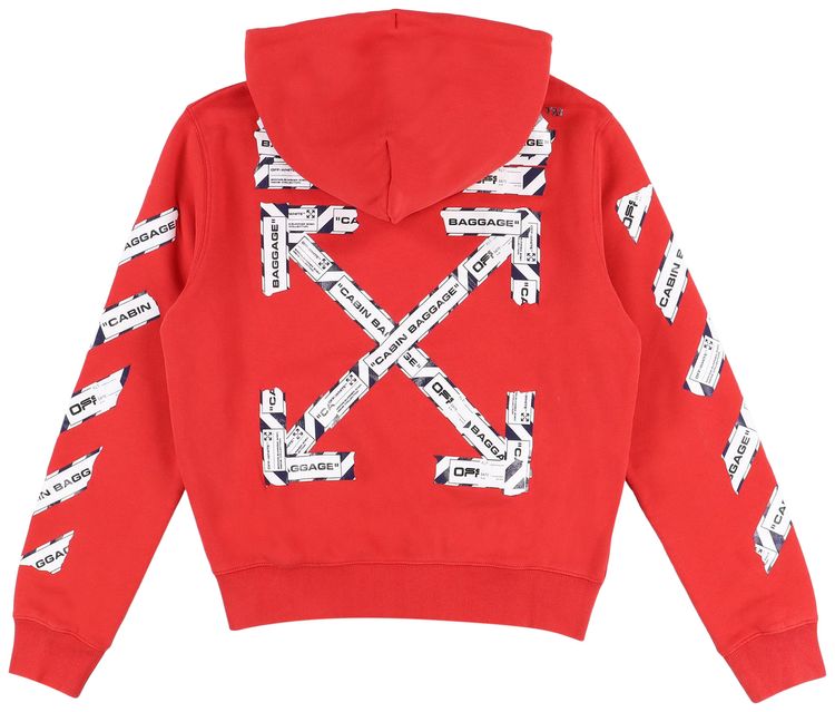 Off White Tape Arrows Zip Hoodie Red