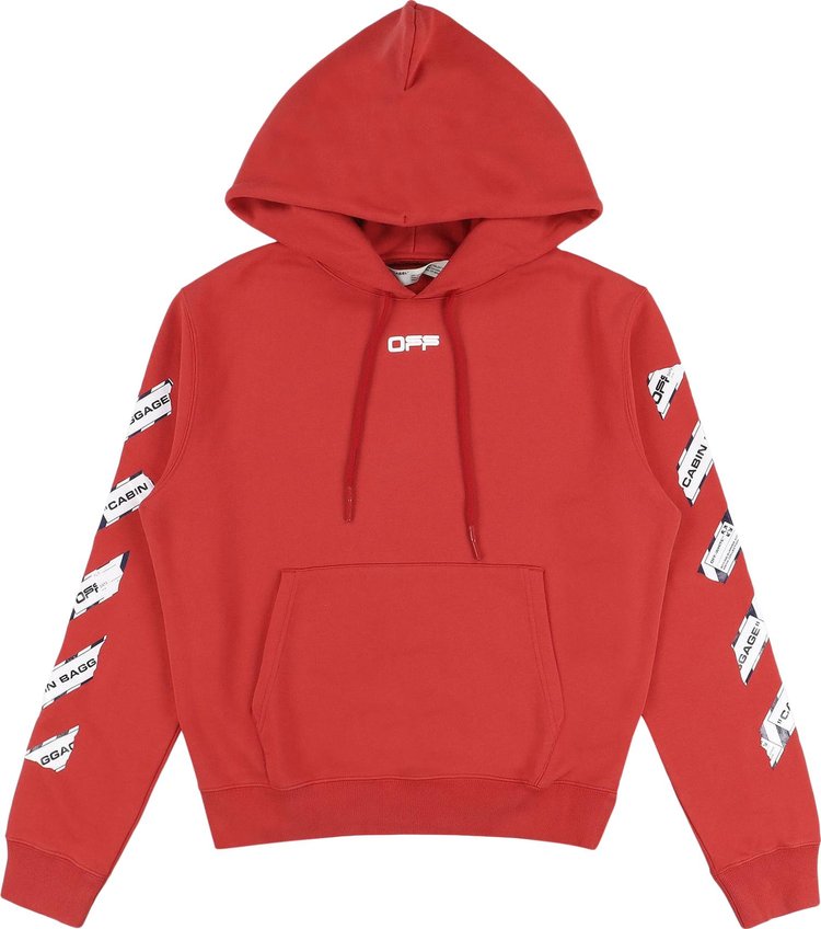 Off White Baggage Tape Arrows Hoodie Red