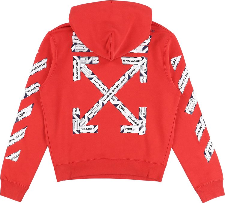 Off White Baggage Tape Arrows Hoodie Red