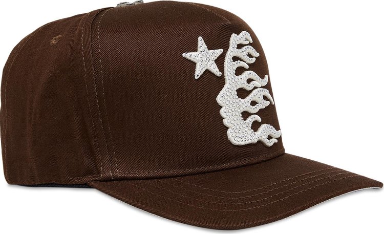 Hellstar OG Logo Snapback Hat With Rhinestones Brown