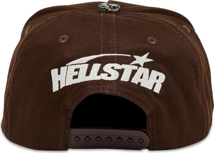 Hellstar OG Logo Snapback Hat With Rhinestones Brown