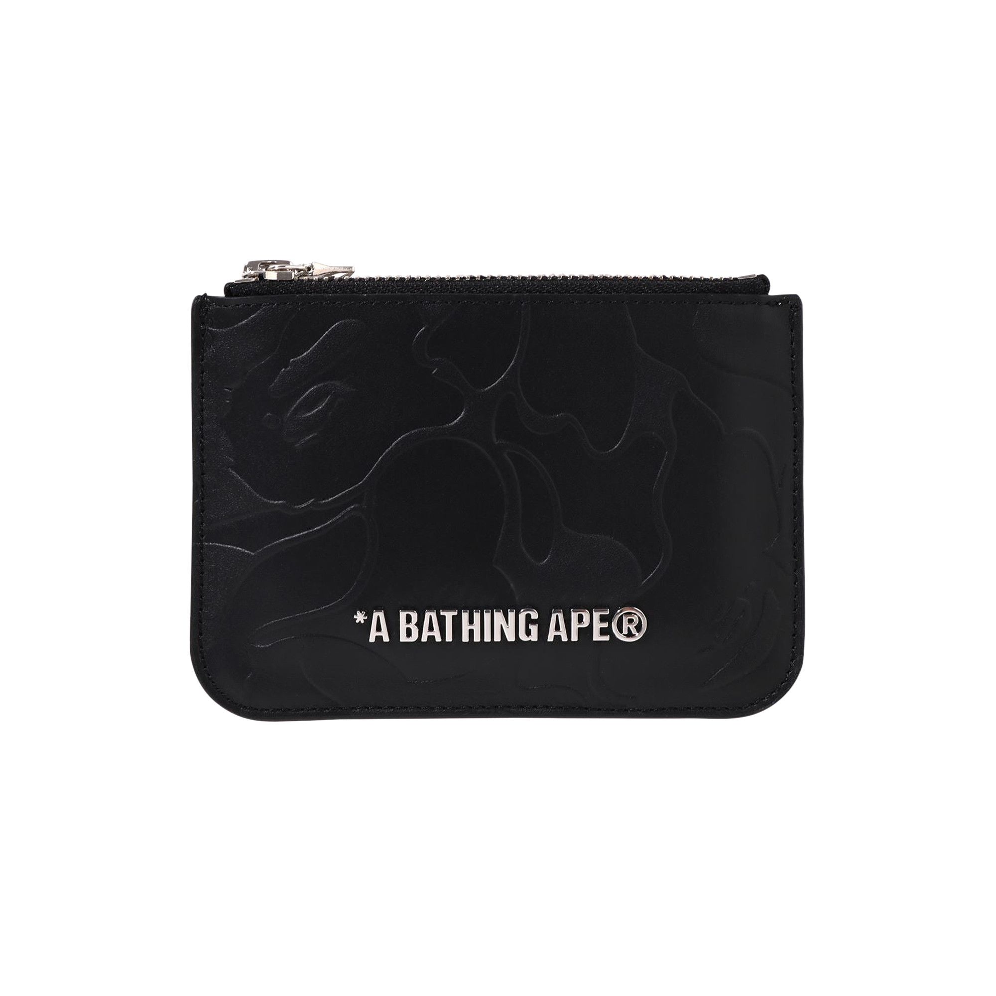 BAPE Solid Camo Leather Pouch Wallet Black