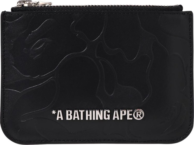 BAPE Solid Camo Leather Pouch Wallet Black