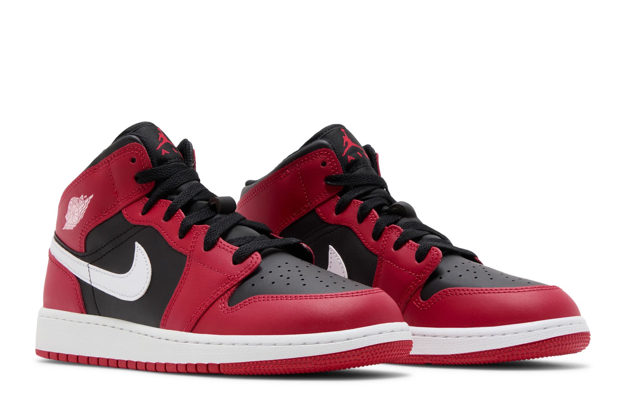 Nike Air Jordan 1 Mid (GS) Size 4.5Y Black/Gym Red-White