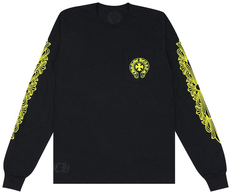 Chrome Hearts Made In Hollywood Pocket Long Sleeve T Shirt BlackYellow