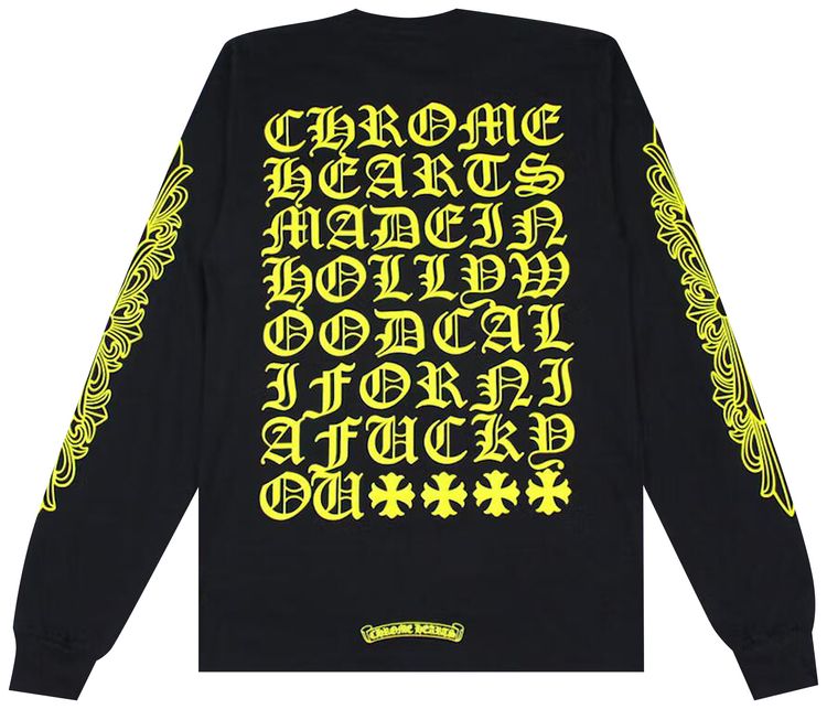 Chrome Hearts Made In Hollywood Pocket Long Sleeve T Shirt BlackYellow