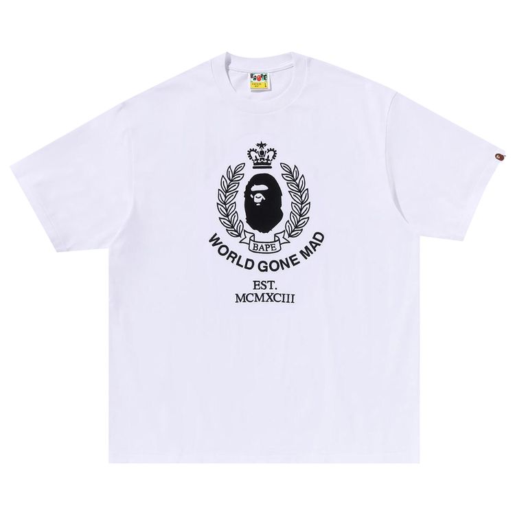 BAPE Crest College Logo Relaxed Fit Tee White