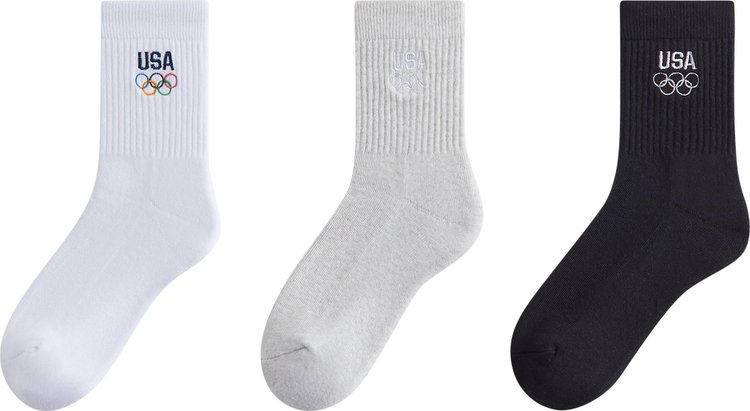 Kith Kith For Team USA Mid Crew Sock 3 Pack Multicolor