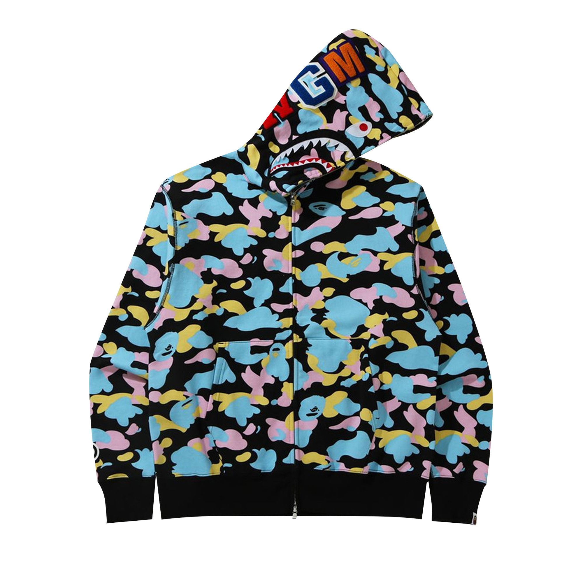 Multi camo shark full zip hoodie outlet