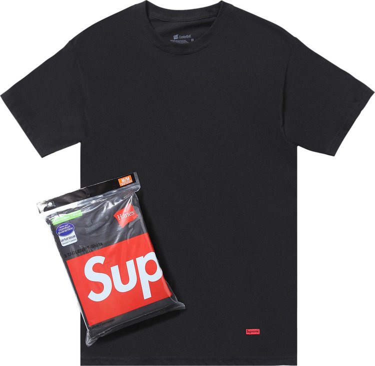 Supreme x Hanes Tagless Tees 3 Pack Black