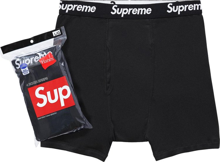 Supreme x Hanes Boxer Briefs 4 Pack Black