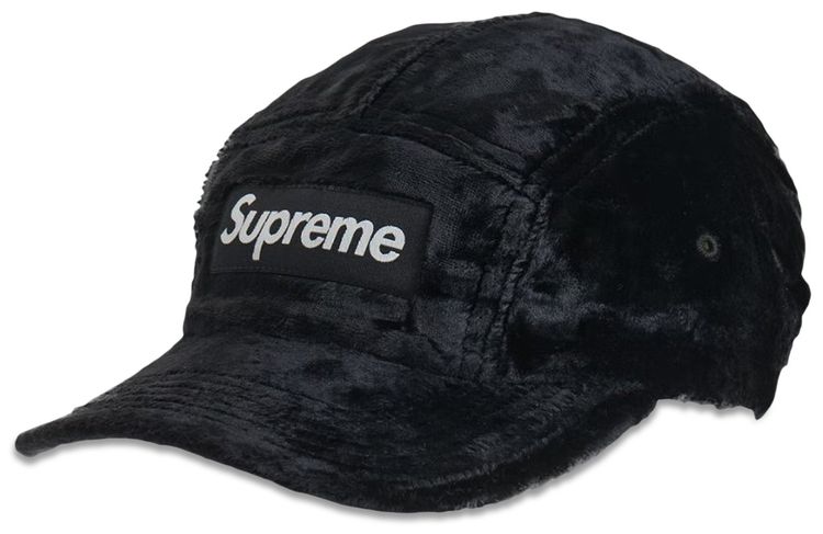 Supreme Crushed Velvet Camp Cap Black