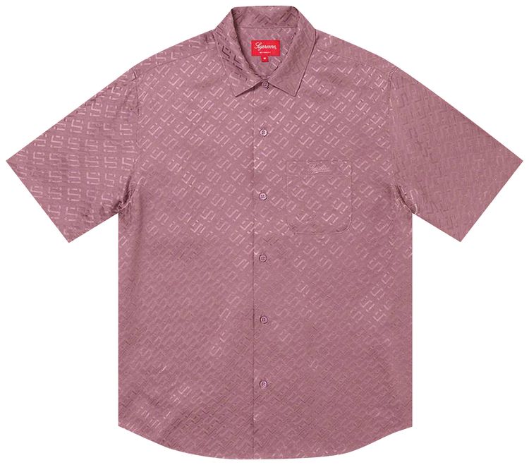 Supreme Tonal Monogram Silk Short Sleeve Shirt Dusty Purple