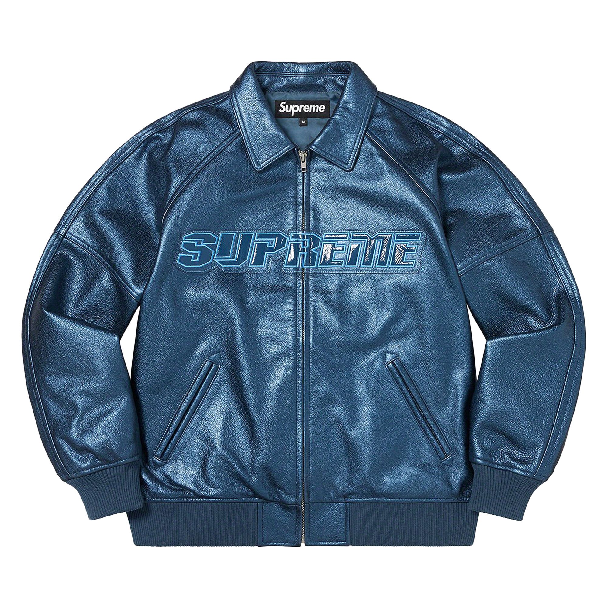 Buy Supreme Silver Surfer Leather Varsity Jacket Blue SS22J53 BLUE GOAT CA