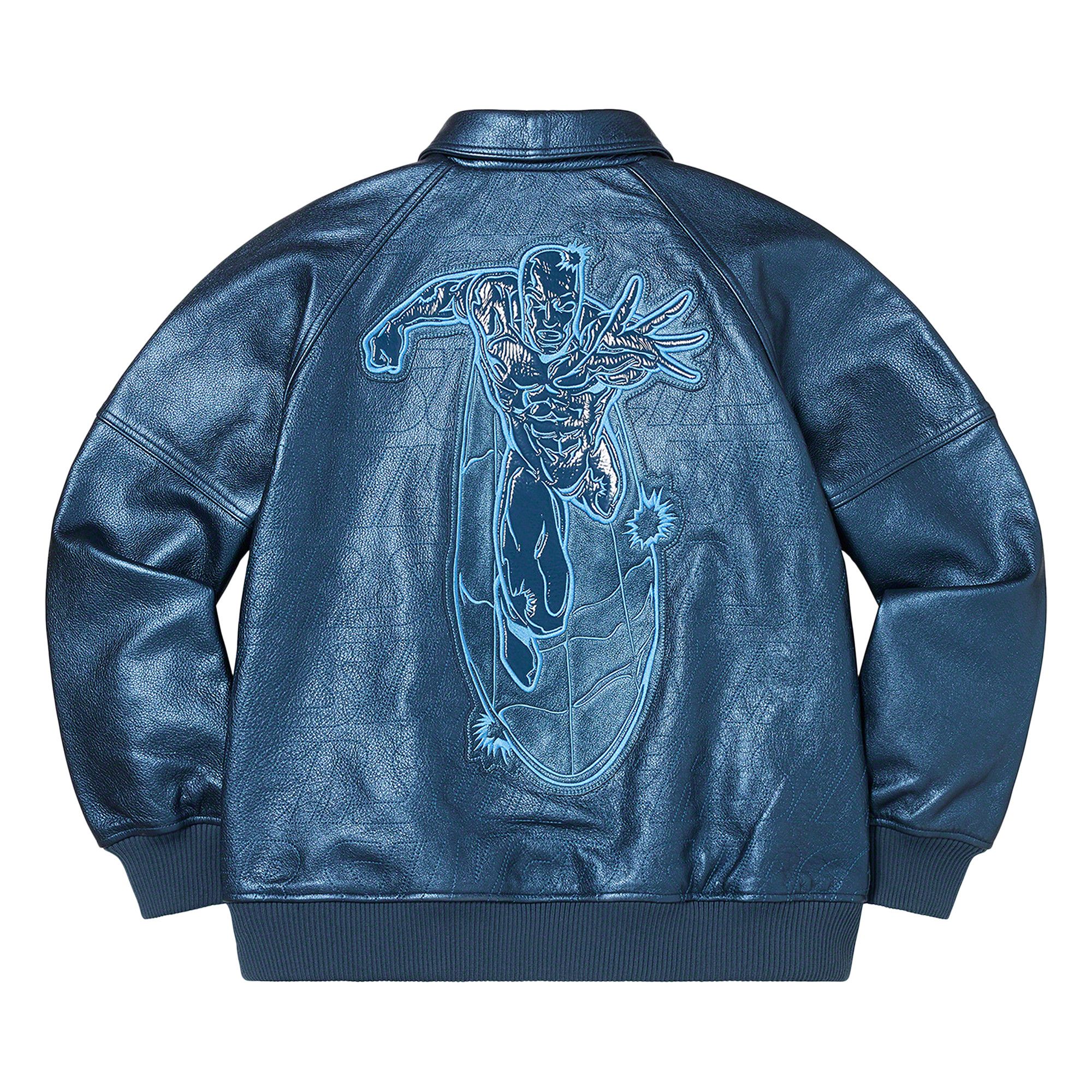 Supreme レザージャケット S blue Buy Supreme Silver Surfer Leather Varsity Jacket 'Blue