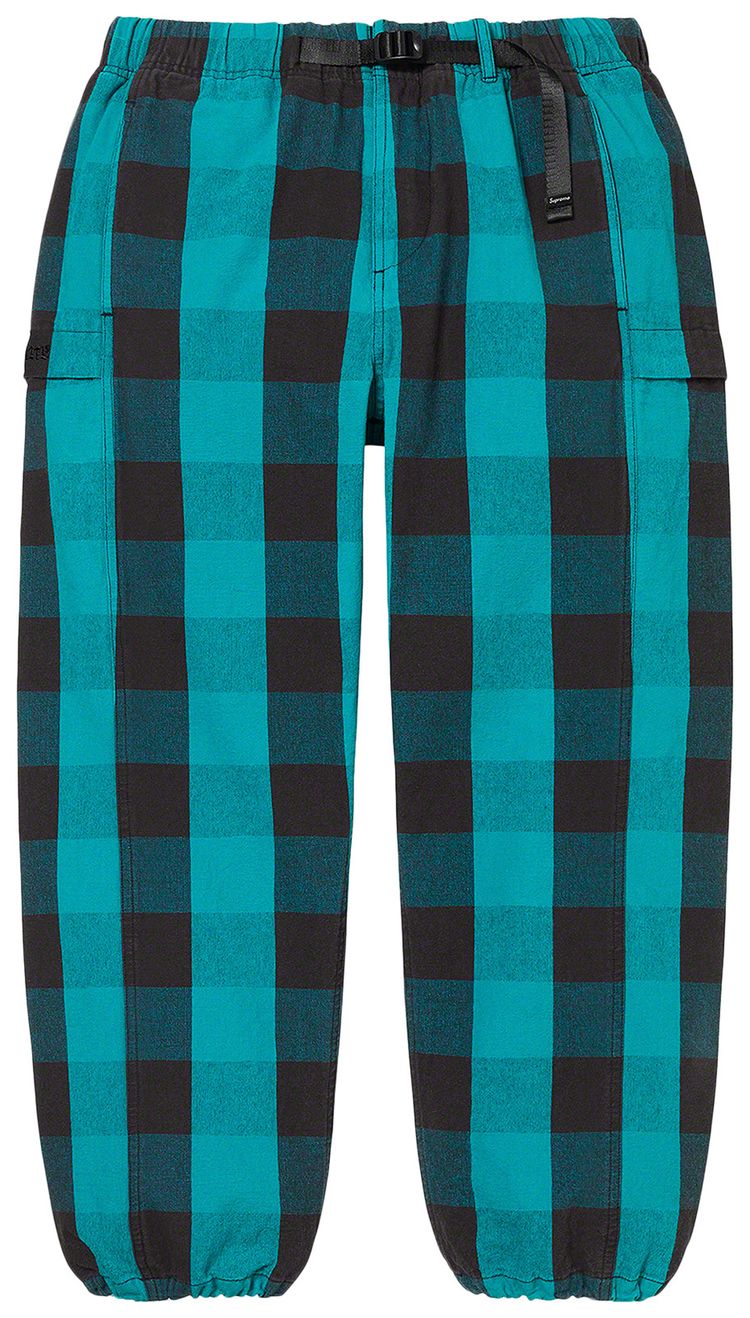 Supreme Belted Trail Pant Teal Plaid
