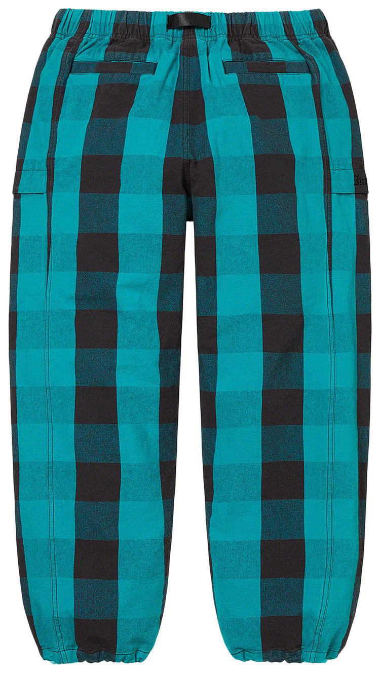 Supreme Belted Trail Pant Teal Plaid