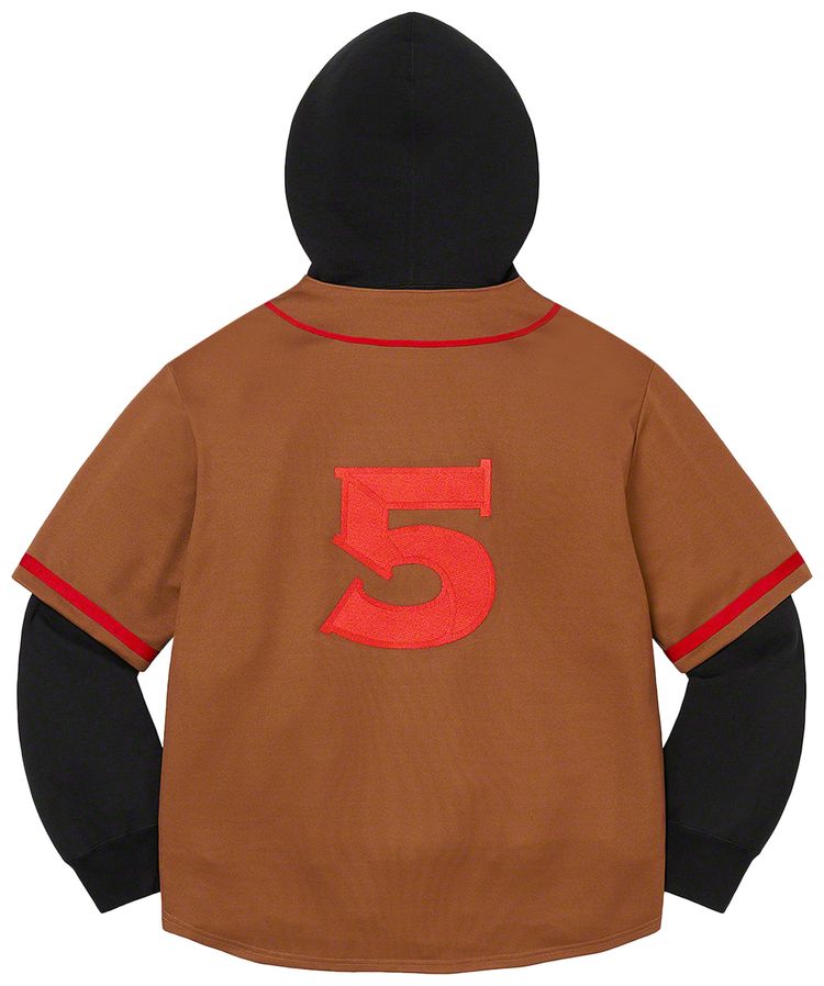 Supreme Baseball Jersey Hooded Sweatshirt Brown